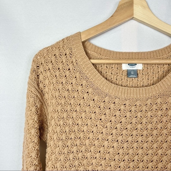 Old Navy Camel Brown Popcorn Knit Pullover Crew Neck Sweater XS - Picture 4 of 4